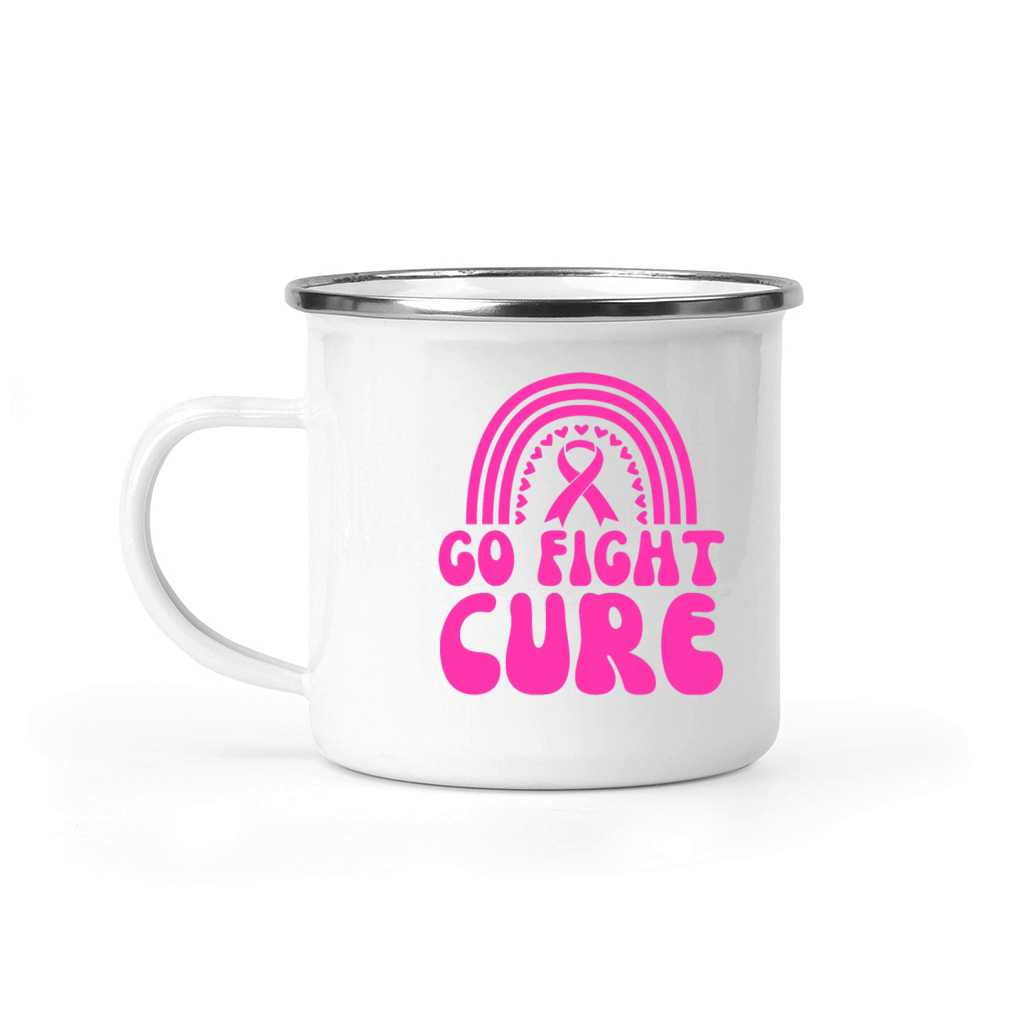 Pink Go Fight Cure Breast Cancer Support Camping Mug