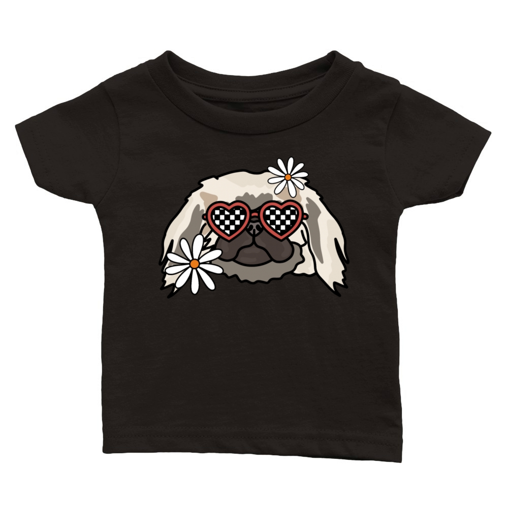 Pekingese Retro Dog Classic Baby Crewneck T-shirt
