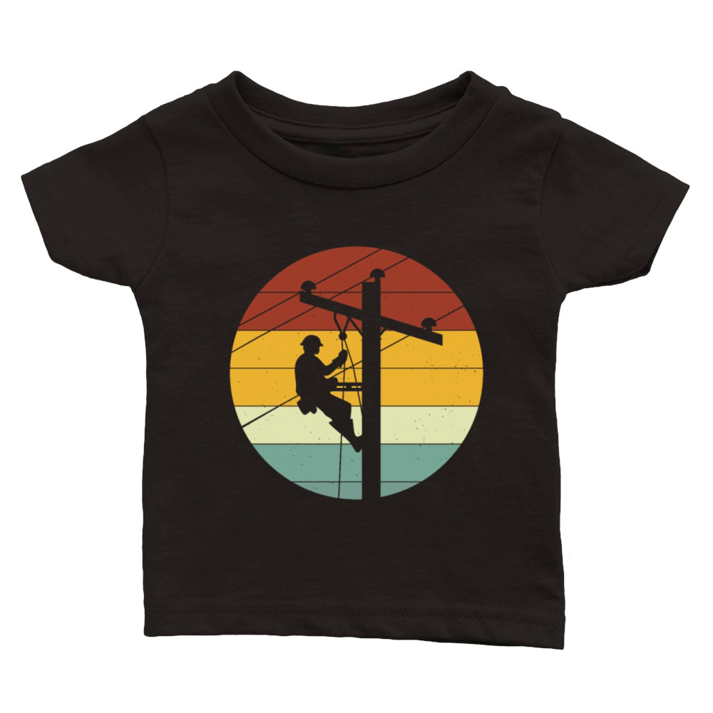 Vintage Distressed Lineman Power Pole Electricians Classic Baby Crewneck T-shirt