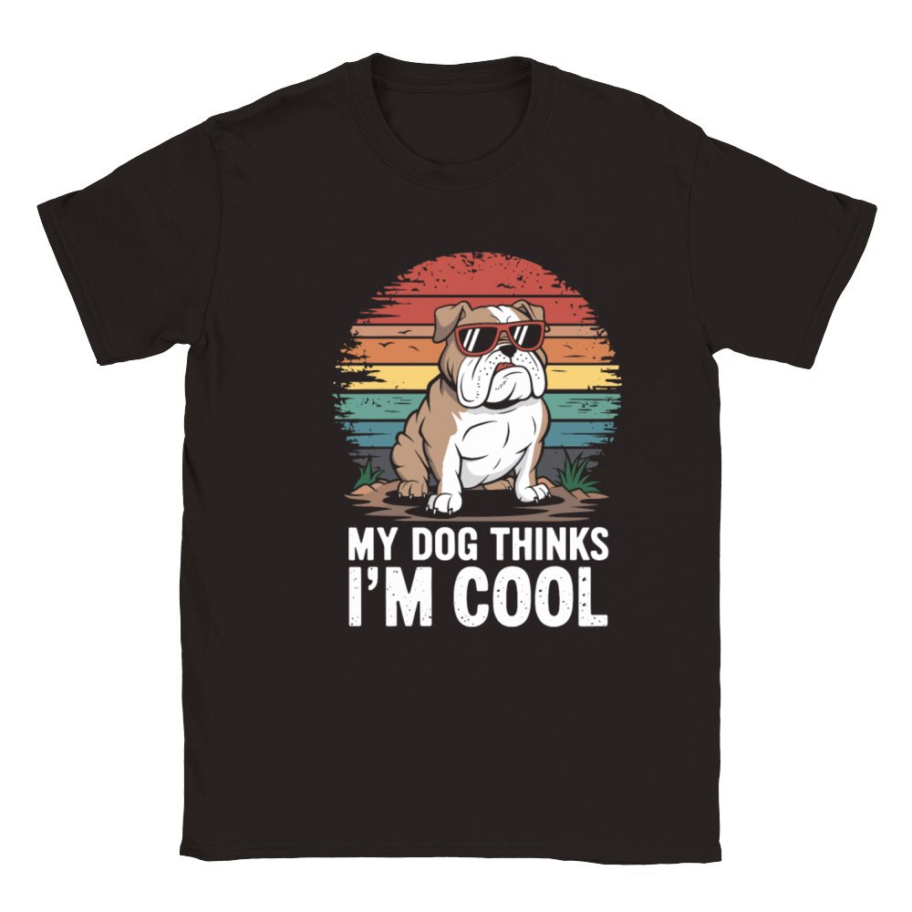Bulldog My Dog Thinks Im Cool Classic Kids Crewneck T-shirt