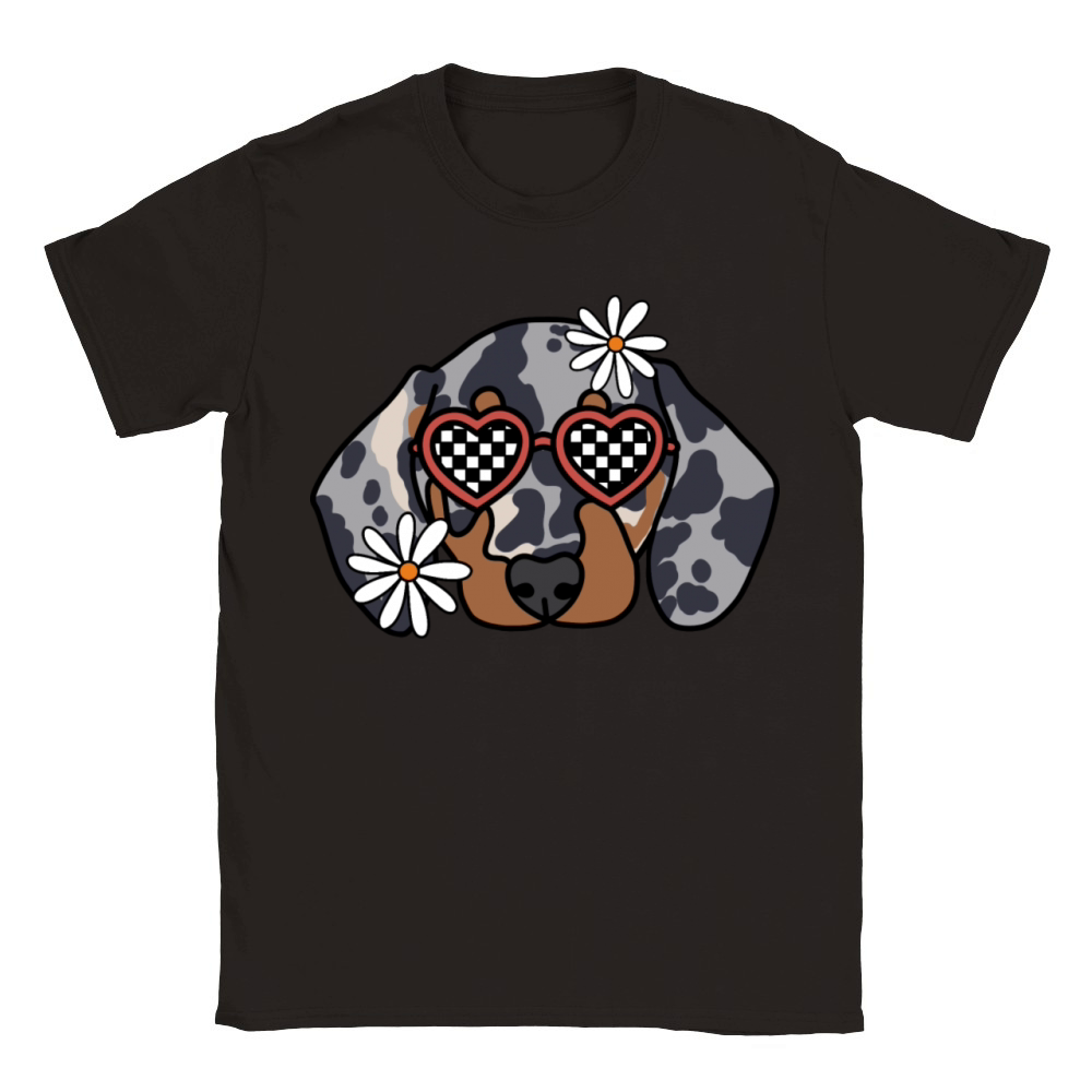 Duschund Dapple retro dog Classic Kids Crewneck T-shirt