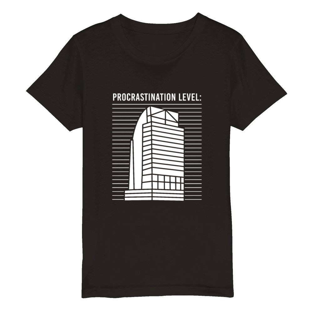 Eyesore Majesty Building I4 Procrastination Level Organic Kids Crewneck T-shirt