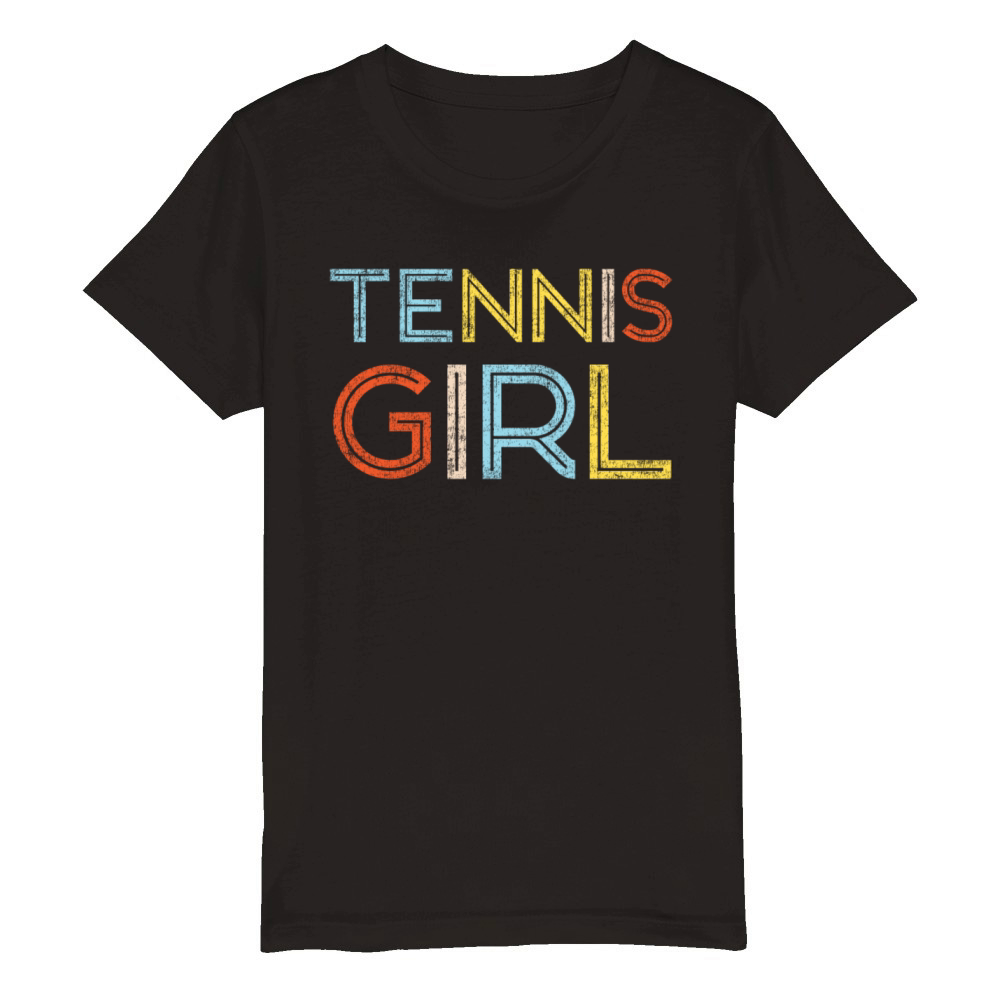 Funny Tennis Player Racket Retro Organic Kids Crewneck T-shirt
