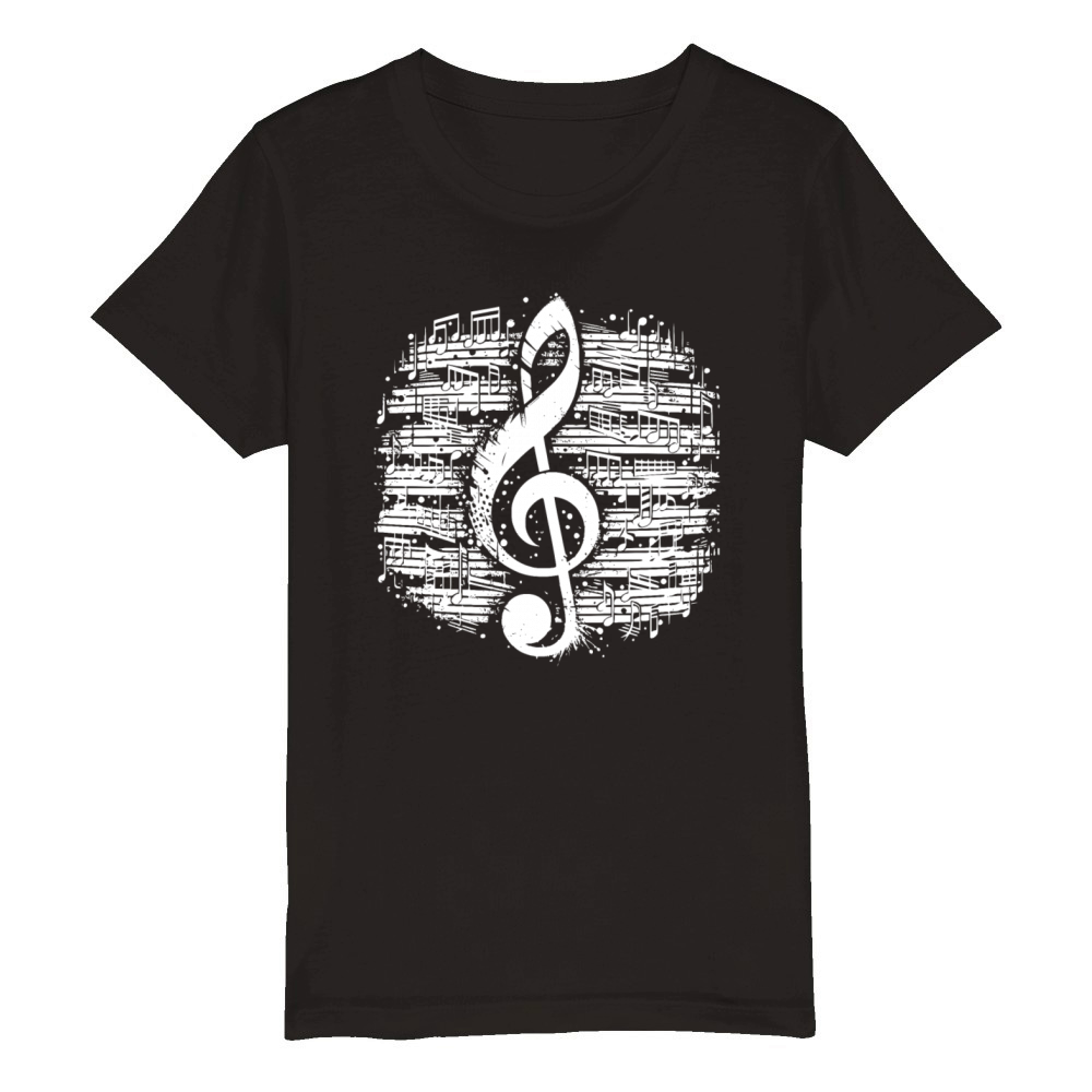 Music Clef Vintage Sheet Music Style Organic Kids Crewneck T-shirt