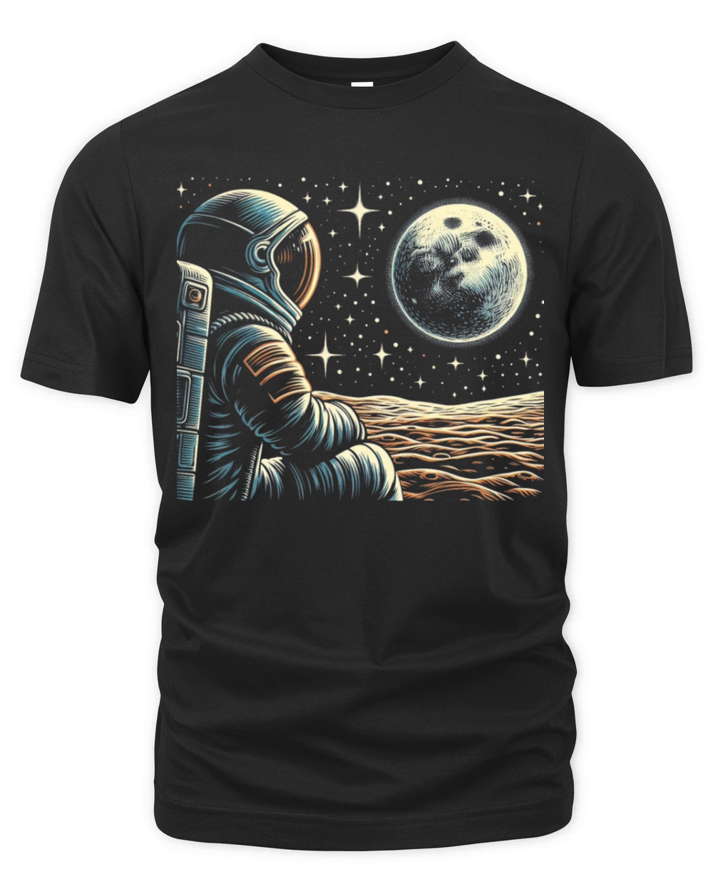 Retro astronaut watching stars space adventure 2 Organic Unisex T-shirt