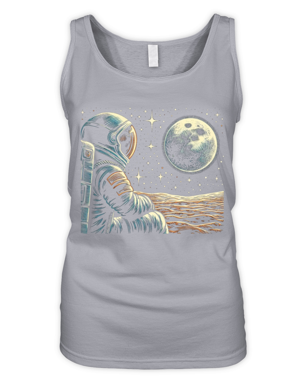 Retro astronaut watching stars space adventure 2 Organic Women's Tank Top