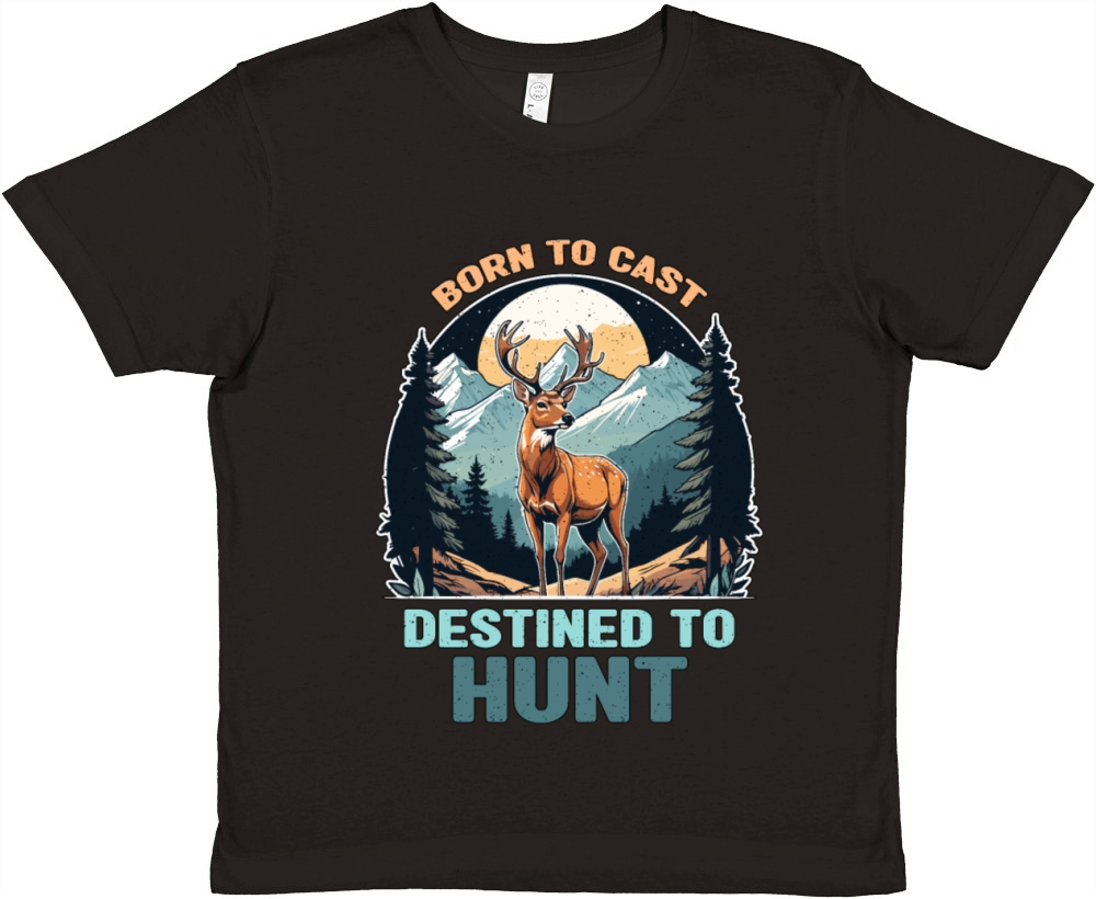 Fishing And Hunting Born To Cast Destined Outdoors Premium Kids Crewneck T-shirt