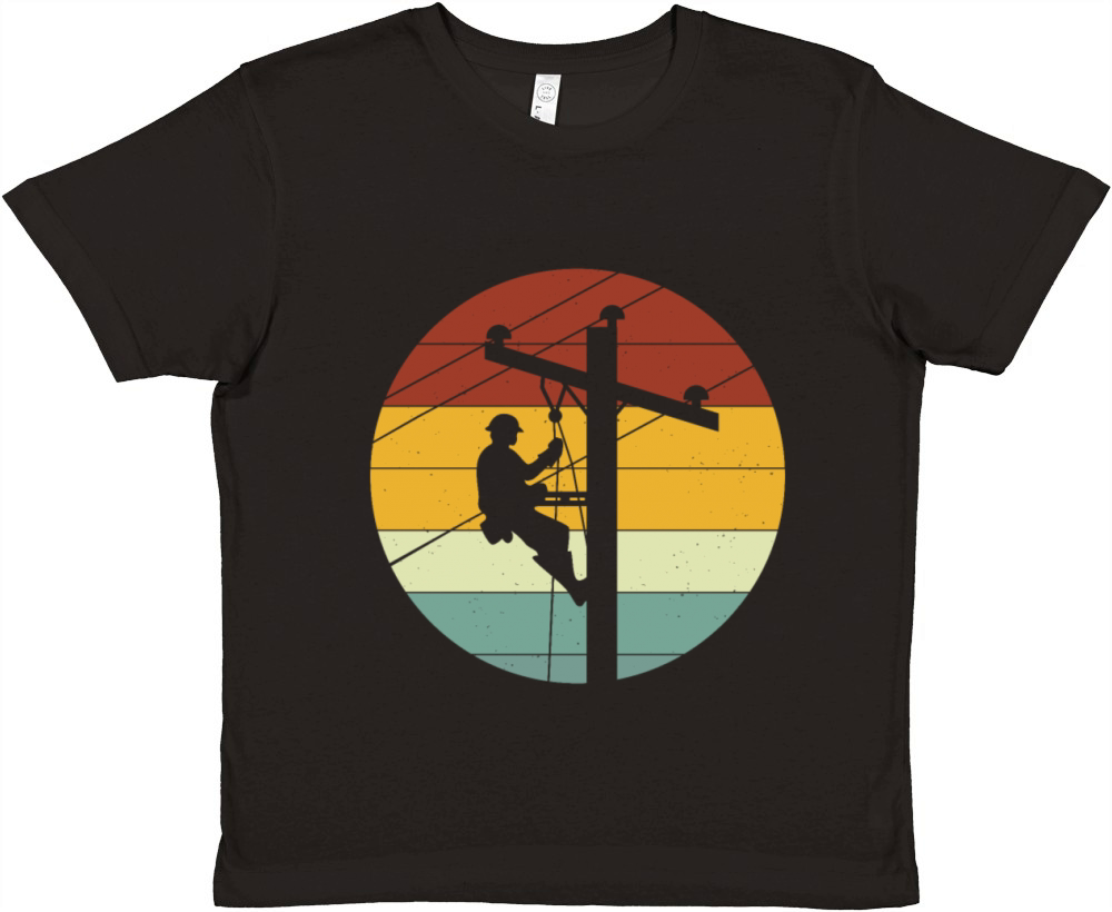 Vintage Distressed Lineman Power Pole Electricians Premium Kids Crewneck T-shirt