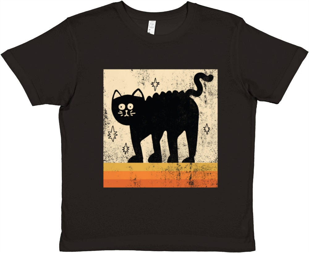 Vintage Style Retro Cat Premium Kids Crewneck T-shirt