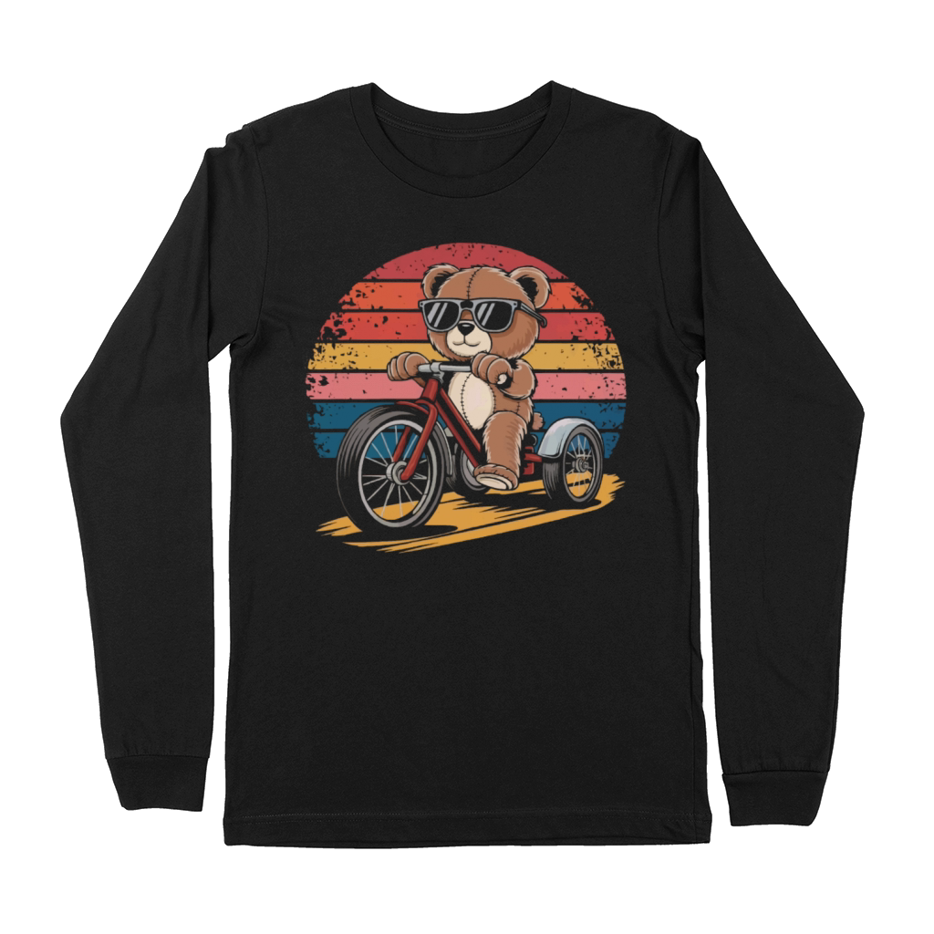 Teddy bear with sunglasses on tricycle Premium Long Sleeve
