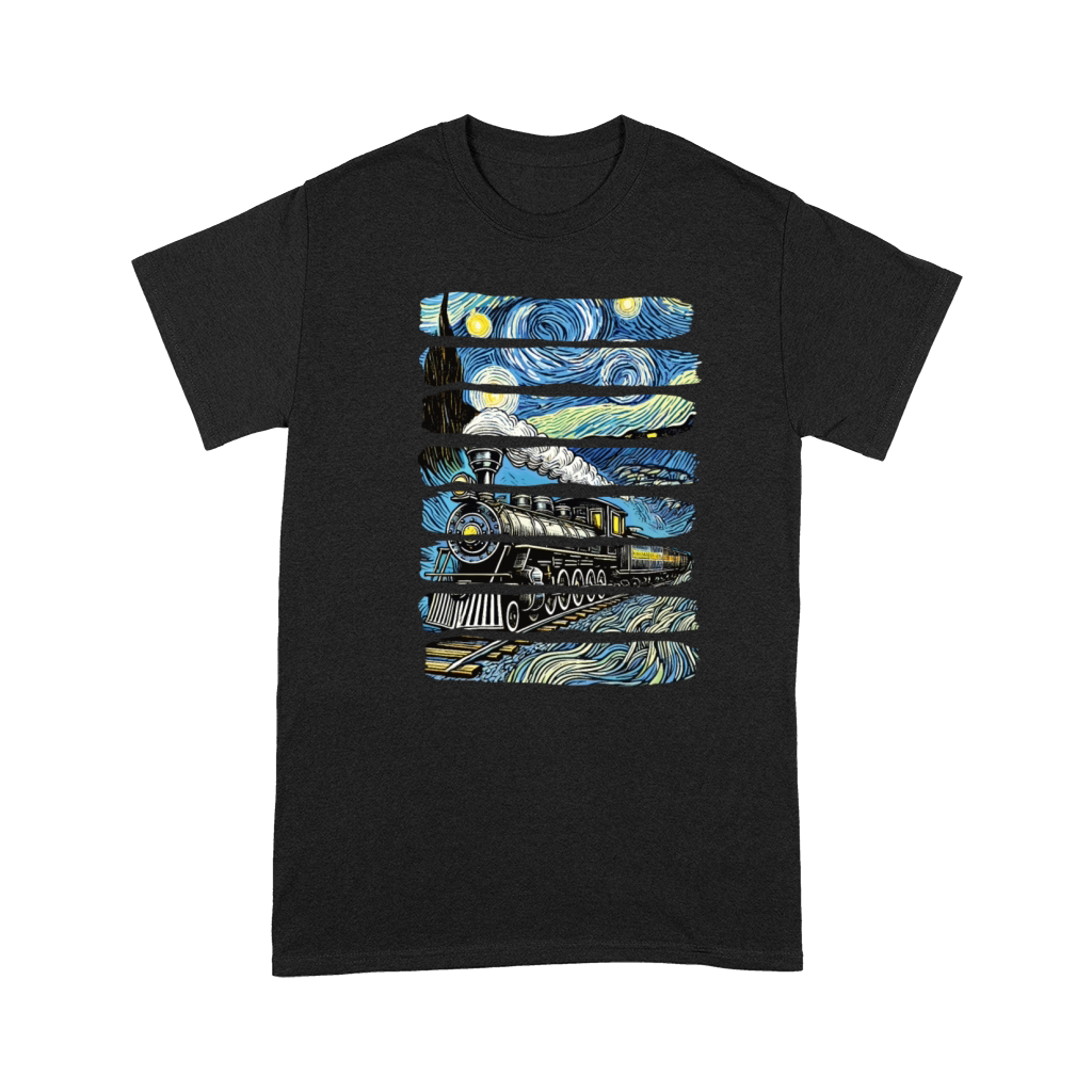 Vintage Train Starry Night Van Gogh Locomotive Premium T-shirt