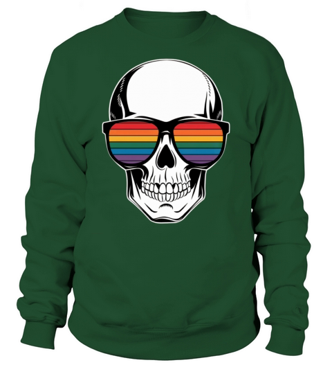 Gay Pride LGBTQ Halloween Skull Rainbow Sunglasses Sweatshirt Unisex