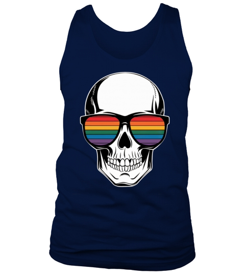 Gay Pride LGBTQ Halloween Skull Rainbow Sunglasses Tank Top Unisex