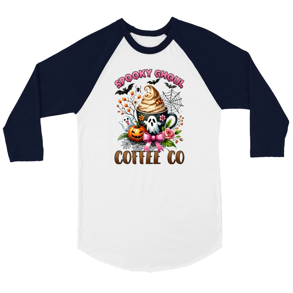spooky ghoul coffee Unisex ¾ sleeve Raglan T-shirt