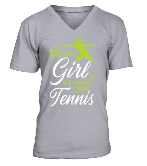 Funny Tennis Player Racket Girl V-Neck T-shirt