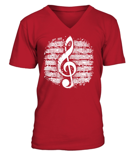 Music Clef Vintage Sheet Music Style V-Neck T-shirt