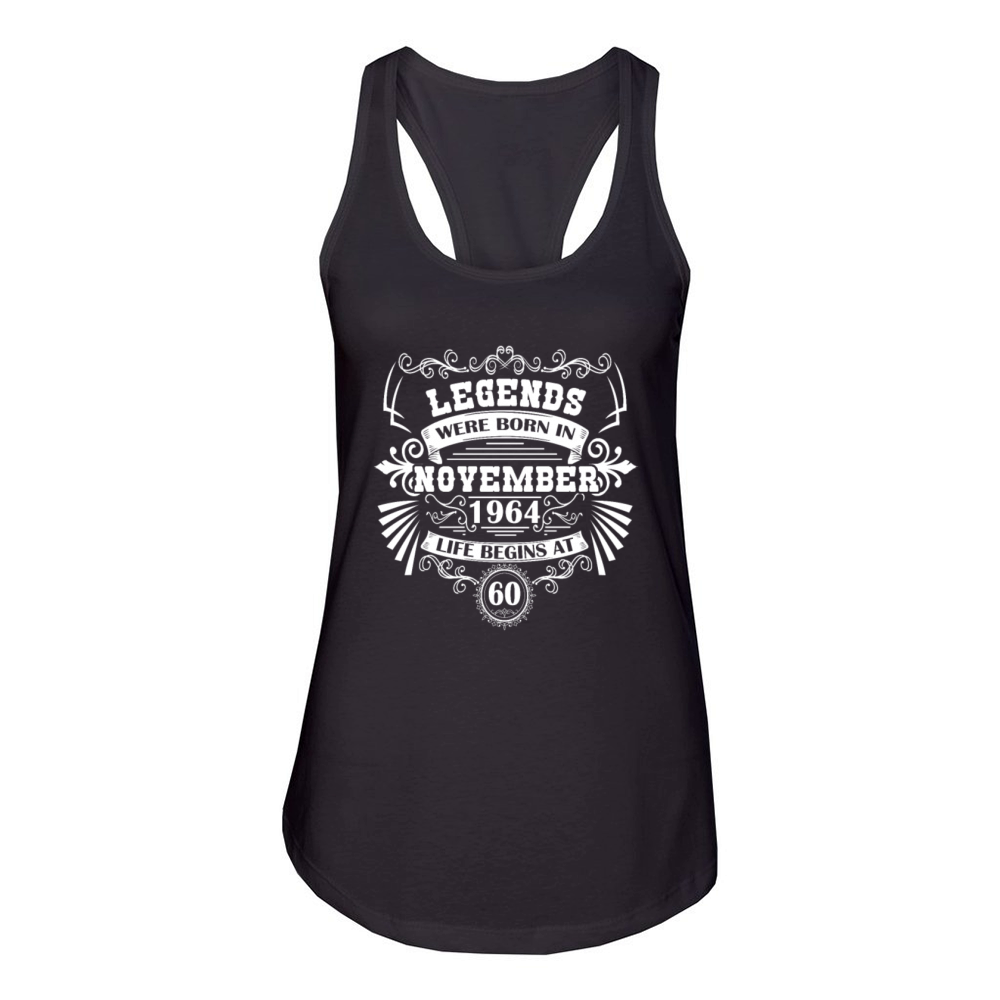 60th birthday legends born 1964 november vintage Women's Racerback Tank