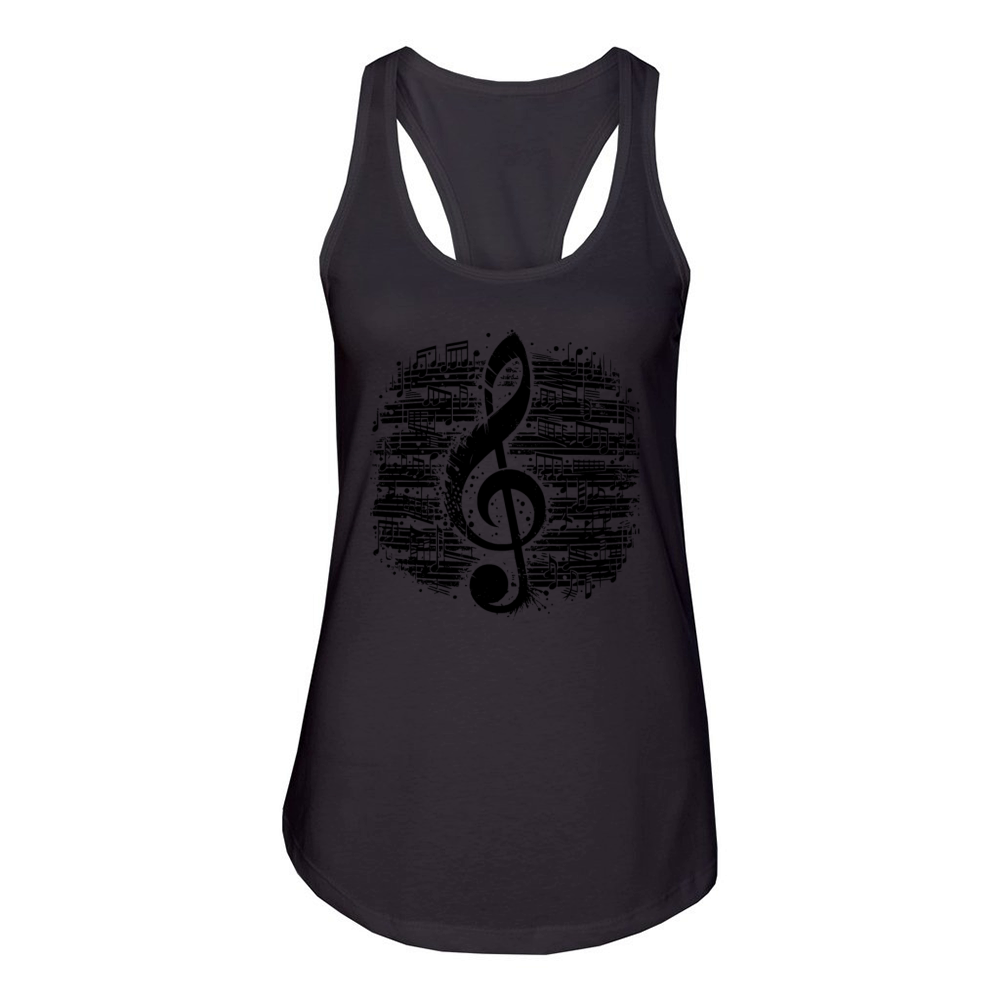 Music Clef Vintage Sheet Music Style Women's Racerback Tank
