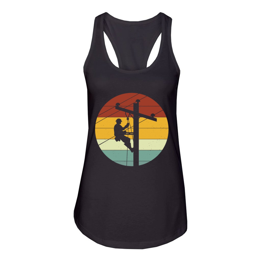Vintage Distressed Lineman Power Pole Electricians Women's Racerback Tank