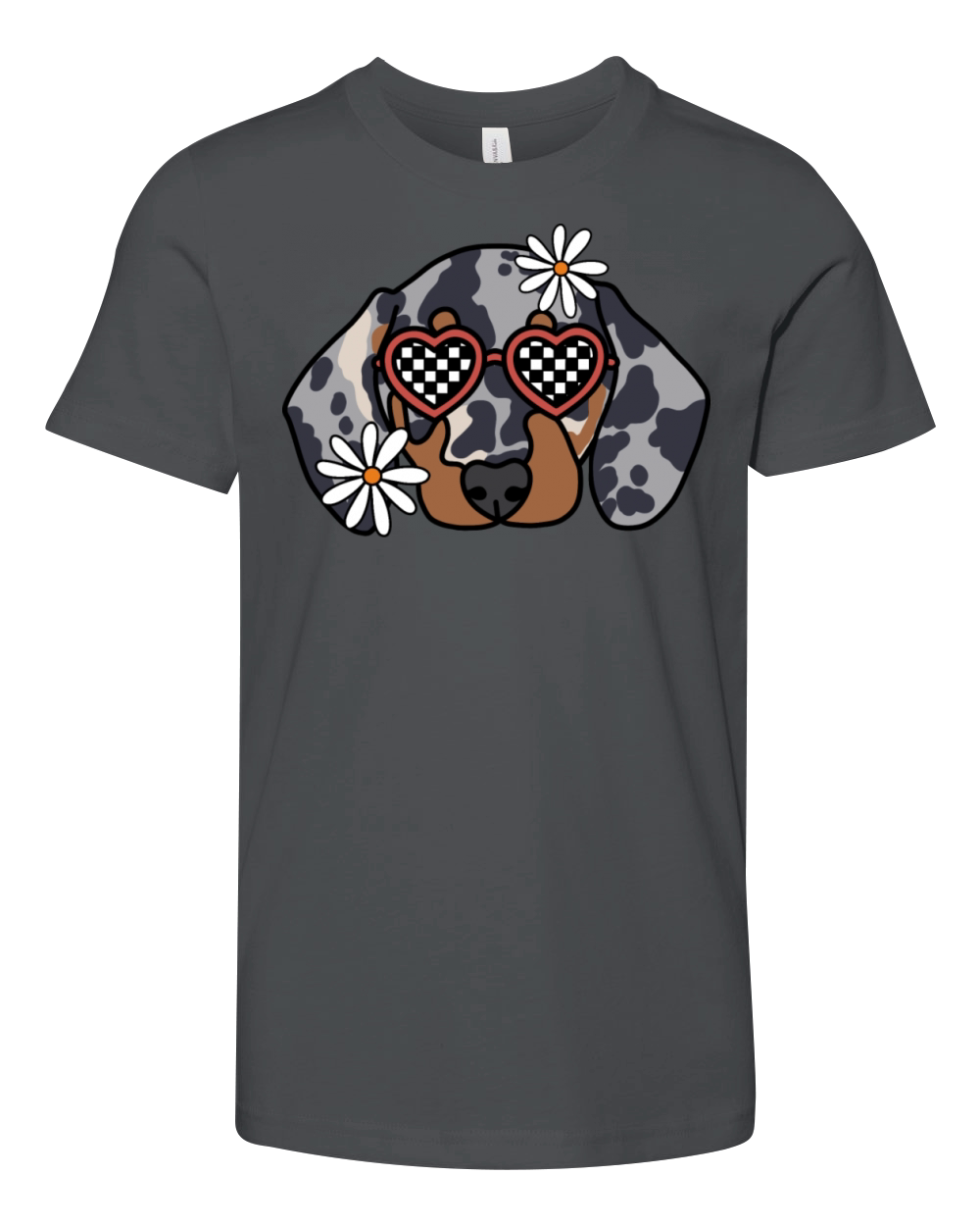 Duschund Dapple retro dog Youth Unisex Jersey Tee