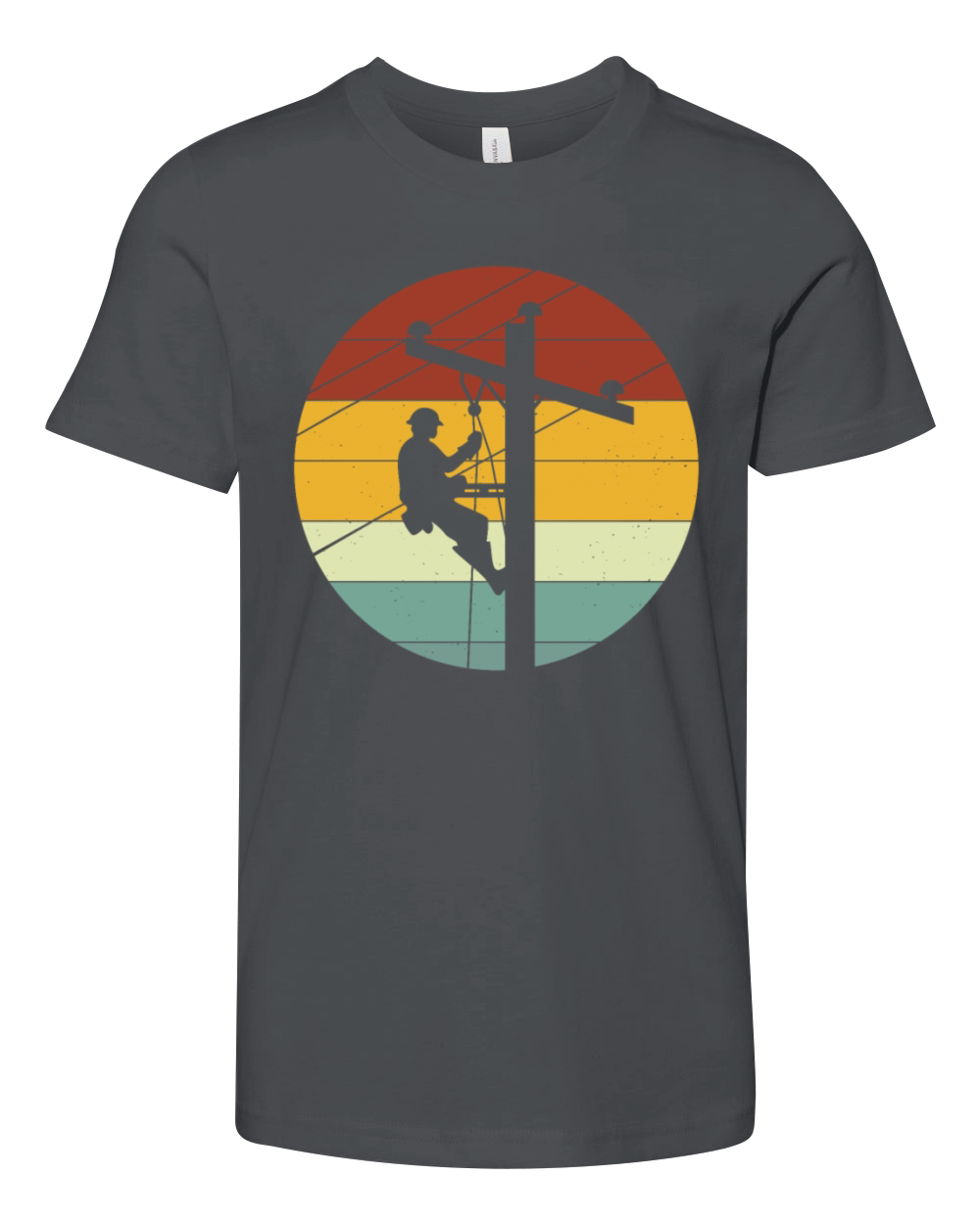 Vintage Distressed Lineman Power Pole Electricians Youth Unisex Jersey Tee