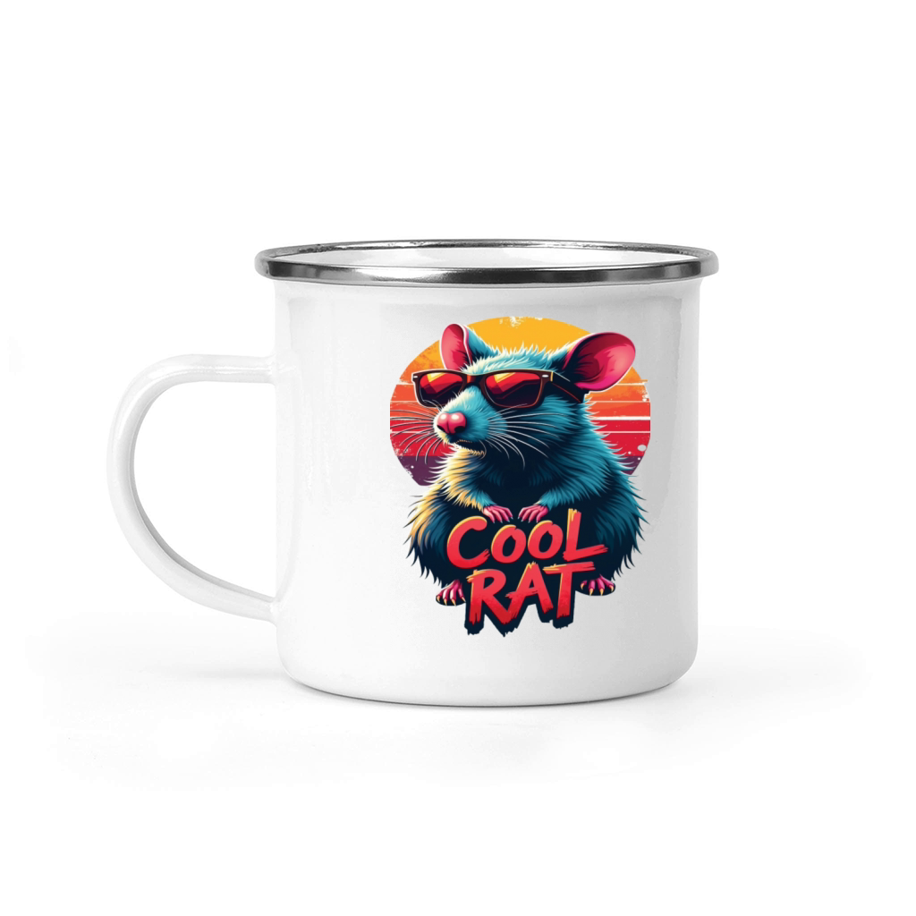 Cool Rat with Sunglasses Retro Sunset Design Camping Mug