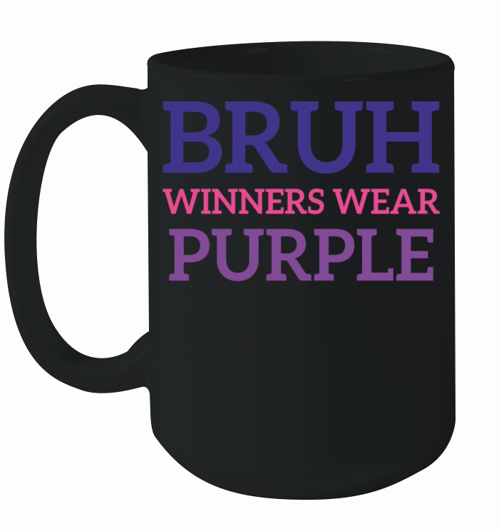 Bruh Winners Wear Purple Vintage Retro Bold 80s Ceramic Mug