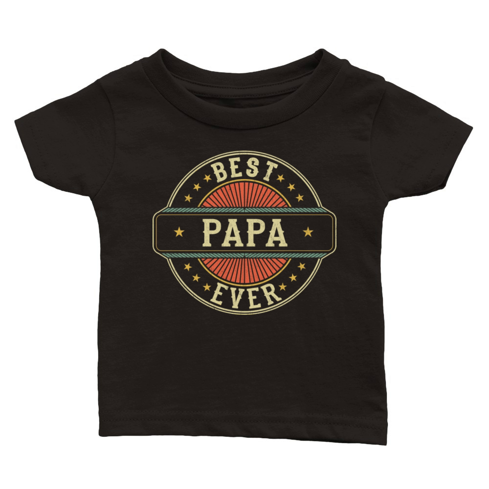 Best Papa Ever Retro Vintage Dad Fathers Day Classic Baby Crewneck T-shirt