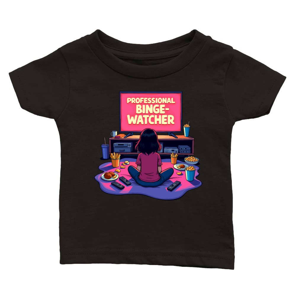 Professional Binge-Watcher - TV Lover Humor Classic Baby Crewneck T-shirt