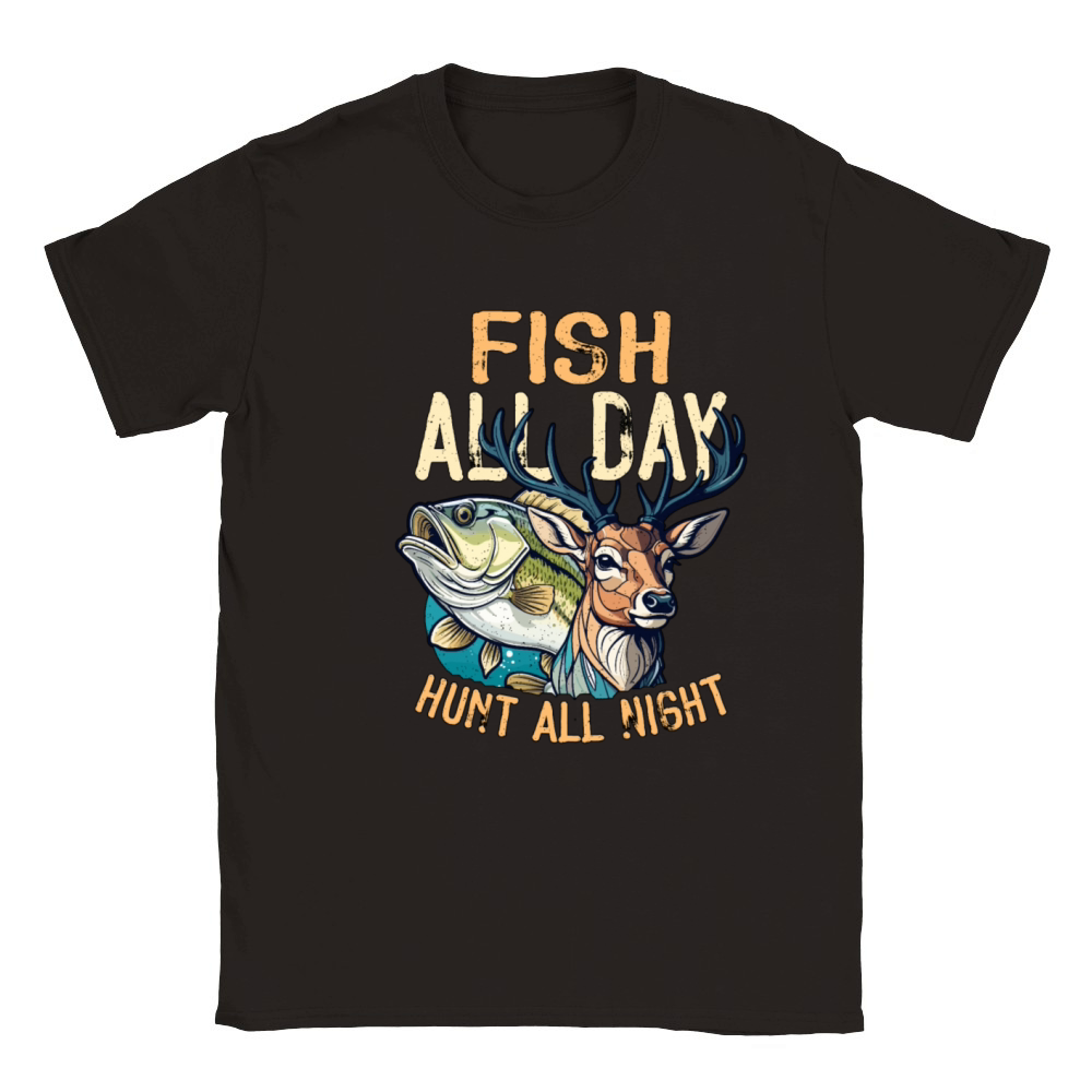 Fishing And Hunting Fish All Day Nature Enthusiast Classic Kids Crewneck T-shirt