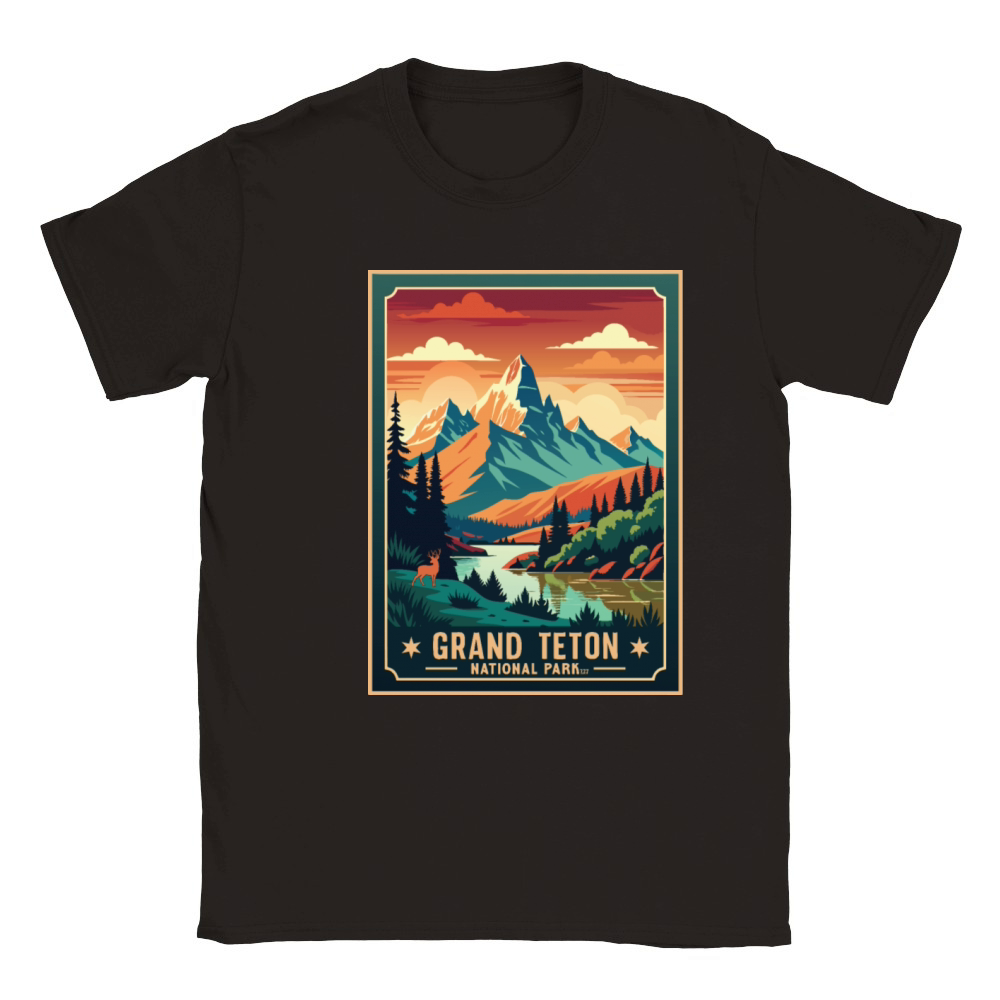 Vintage Grand Teton National Park Classic Kids Crewneck T-shirt