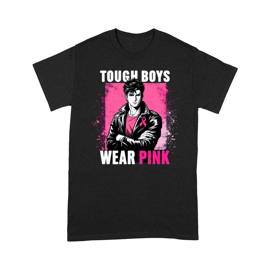 Tough Boy Wear Pink Anime Breast Cancer Awareness Comfort T-shirt