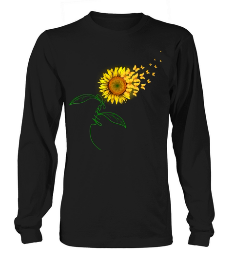 Vintage Faith Cross Sunflower Butterflies Flowers Long sleeved Unisex