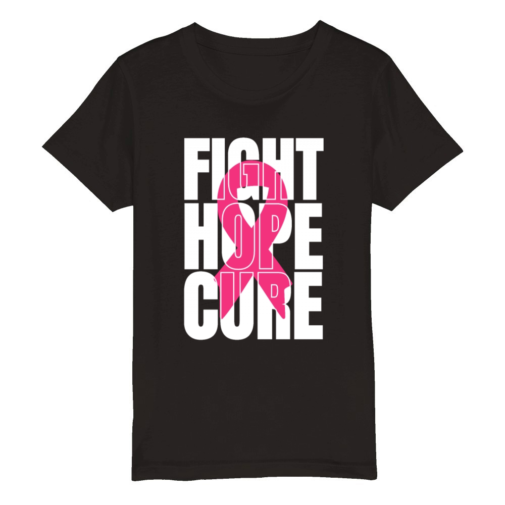 Fight Hope Cure Support Breast Cancer Organic Kids Crewneck T-shirt