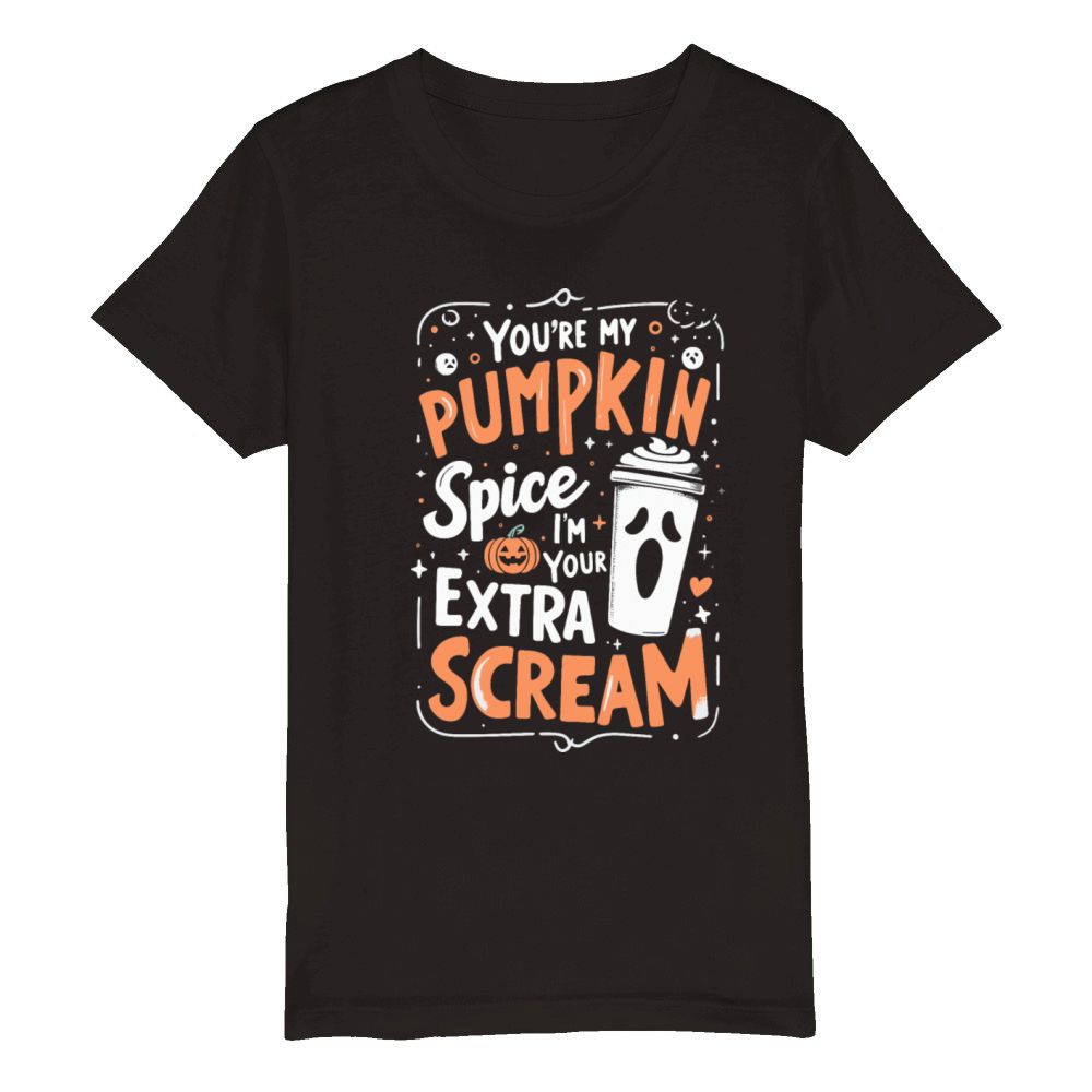 Pumpkin Spice and Screams - Halloween Couples Organic Kids Crewneck T-shirt