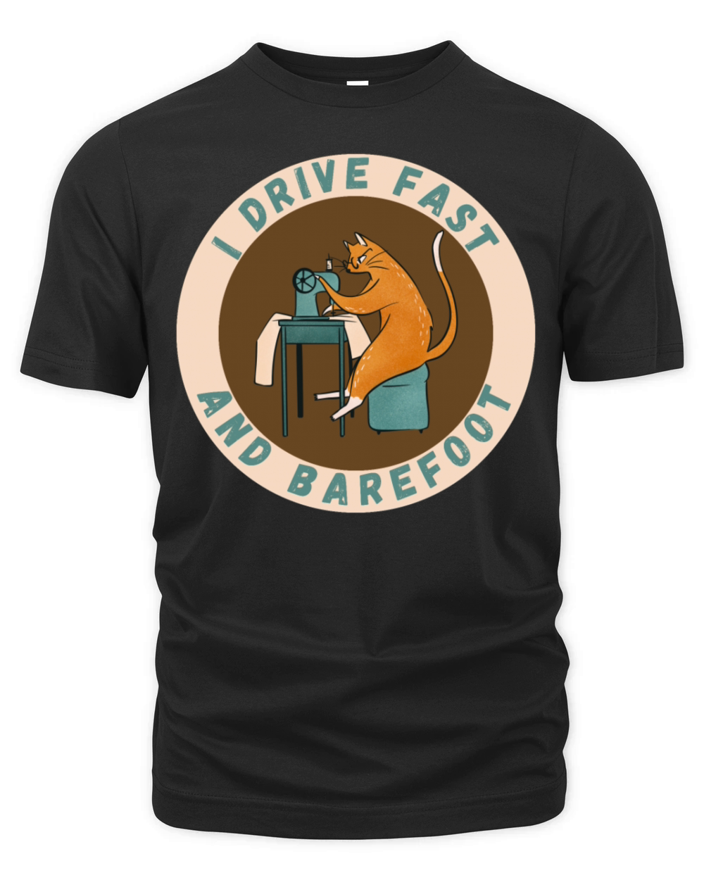 I Drive Fast and Barefoot Sewing - A Cat Sewing Organic Unisex T-shirt