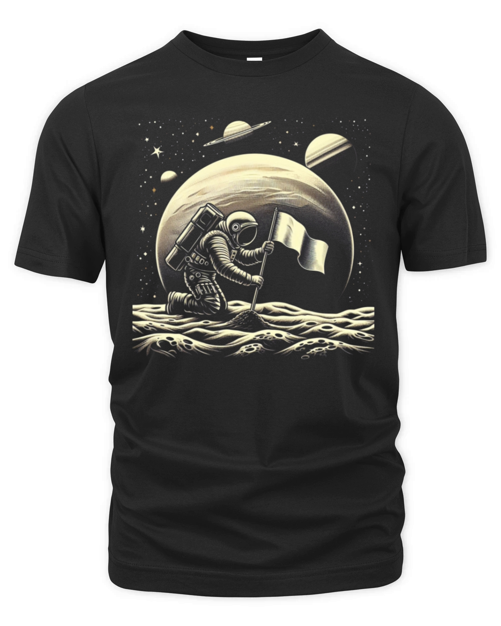 Retro Astronaut on Planet Space Adventure 1 Organic Unisex T-shirt