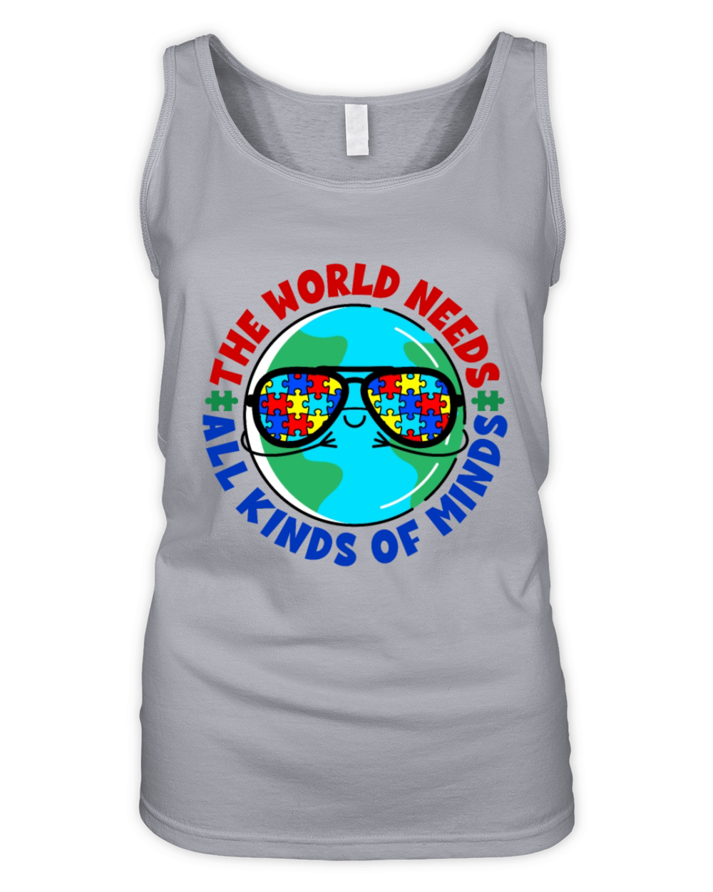 World Needs All Kinds of Minds Autism Awareness Organic Women's Tank Top