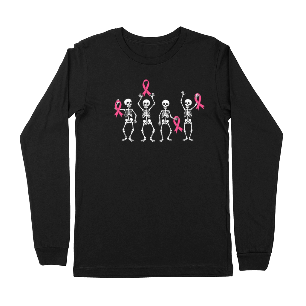 Peace Love Cure Pink Ribbon Family Breast Cancer Premium Long Sleeve