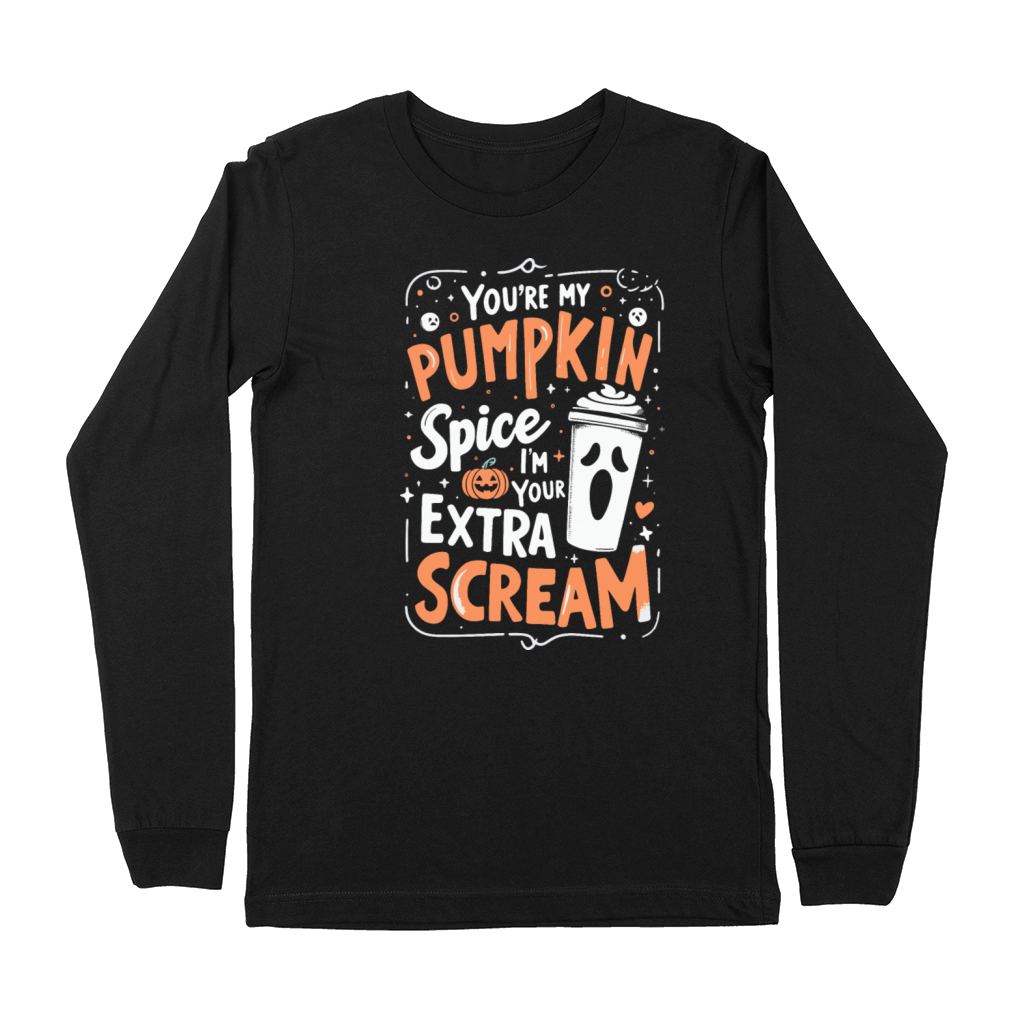 Pumpkin Spice and Screams - Halloween Couples Premium Long Sleeve