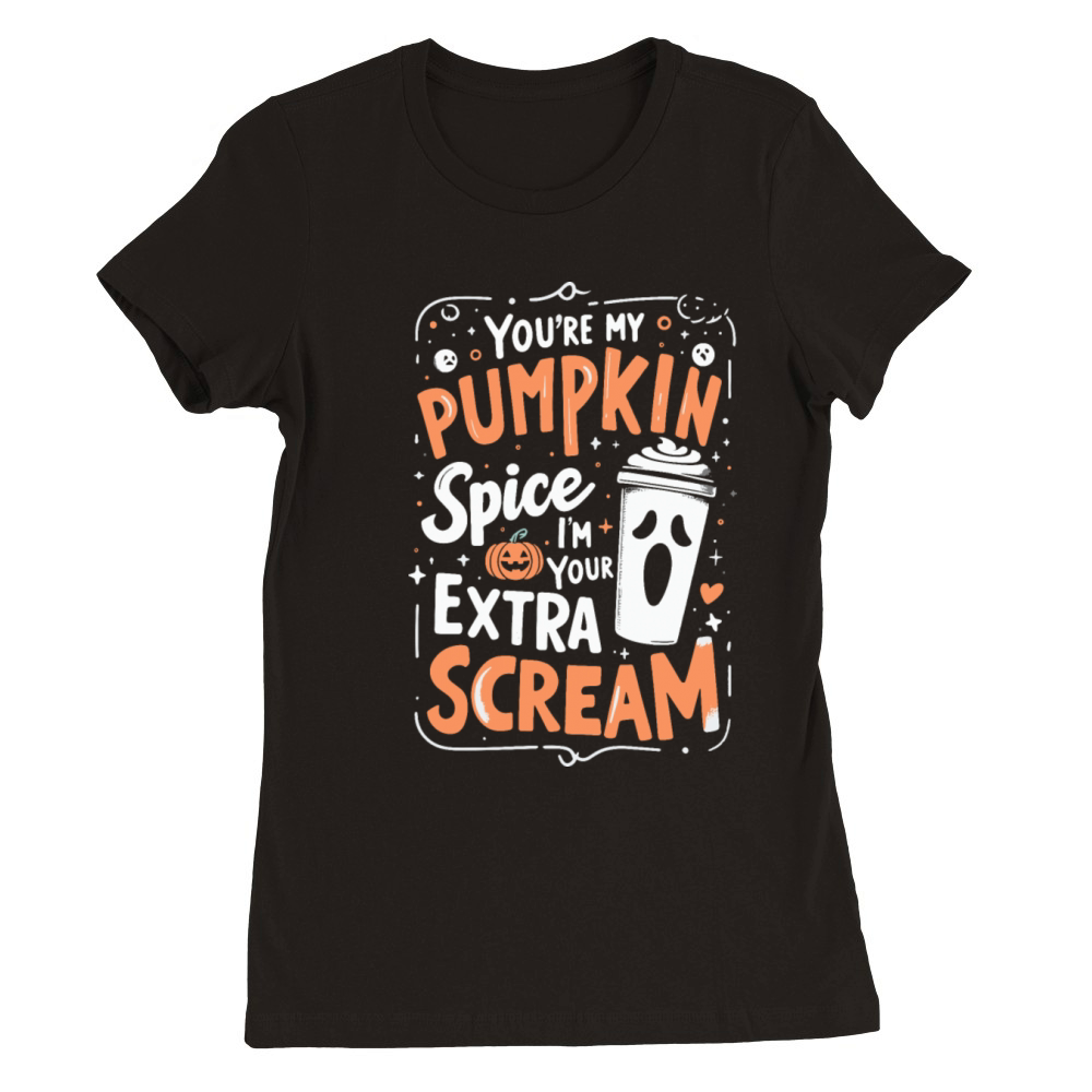 Pumpkin Spice and Screams - Halloween Couples Premium Womens Crewneck T-shirt