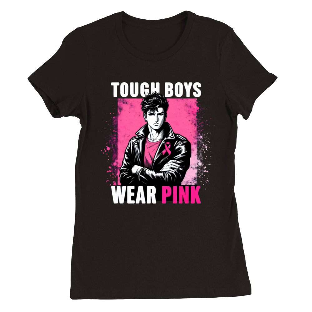 Tough Boy Wear Pink Anime Breast Cancer Awareness Premium Womens Crewneck T-shirt
