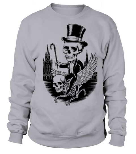 Sharp Dressed Skeleton On Winged Skeleton Creature Sweatshirt Unisex