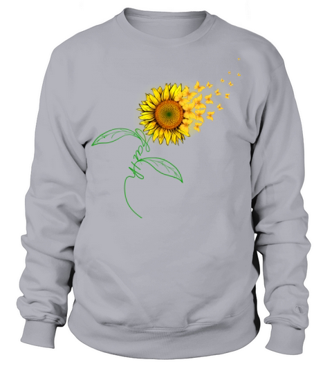 Vintage Faith Cross Sunflower Butterflies Flowers Sweatshirt Unisex