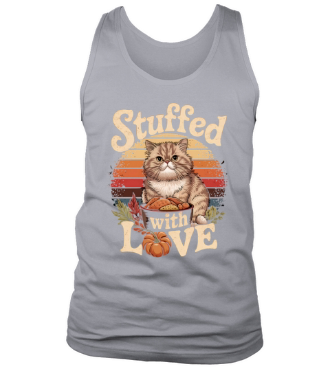 Playful Cat Stuffed with Love Funny Thanksgiving Tank Top Unisex