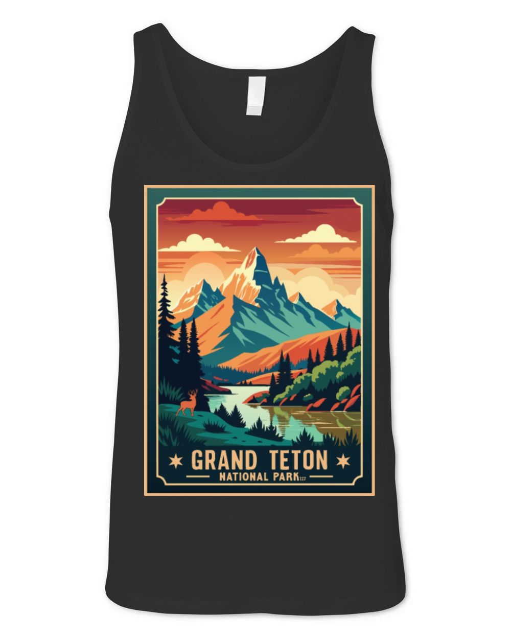 Vintage Grand Teton National Park Unisex Jersey Tank