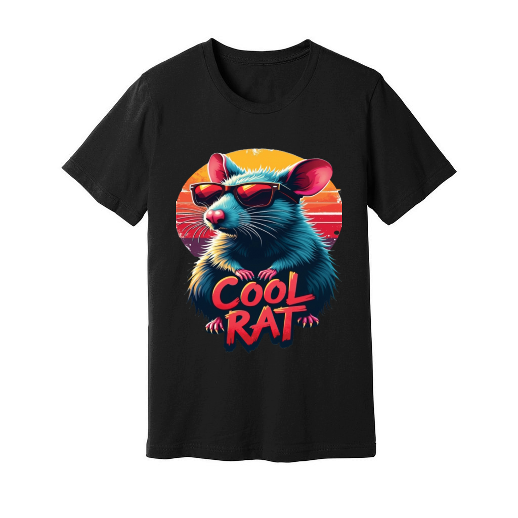 Cool Rat with Sunglasses Retro Sunset Design Unisex Jersey Tee