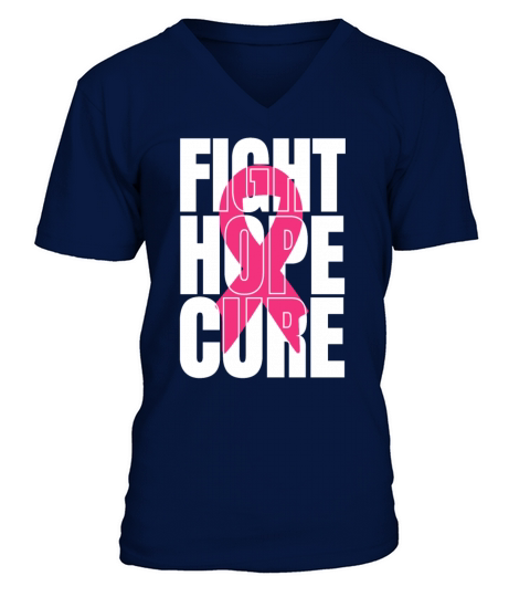 Fight Hope Cure Support Breast Cancer V-Neck T-shirt