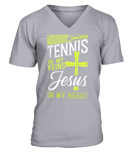 Funny Tennis Player Racket Jesus V-Neck T-shirt