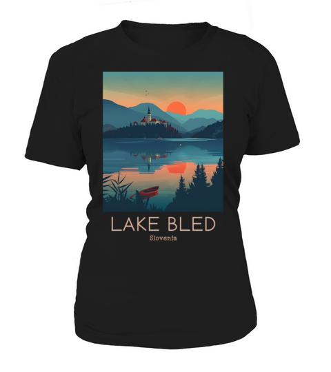A Vintage Travel Illustration of Lake Bled Women's T-Shirt